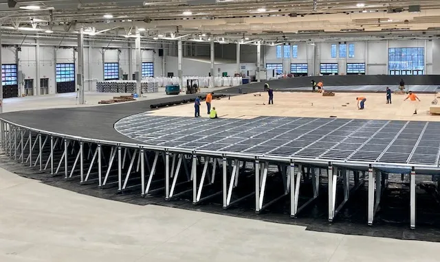 Indiana Fairgrounds indoor track mid-construction